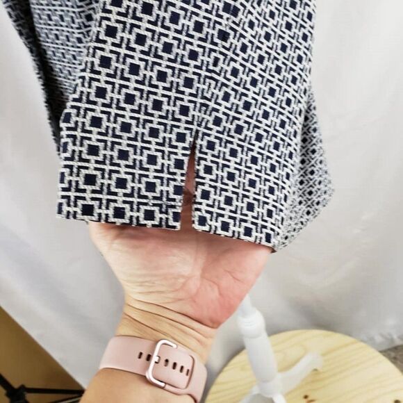 Josephine Dark Blue & White Geo-Mod 3/4 Sleeve Blazer Jacket Size 14 NWT - Picture 9 of 10